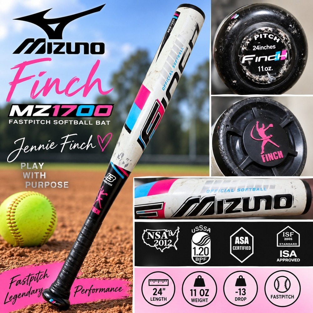 Mizuno Finch MZ1700 Fastpitch Softball Bat 24" 11oz -13 Jennie Finch Youth